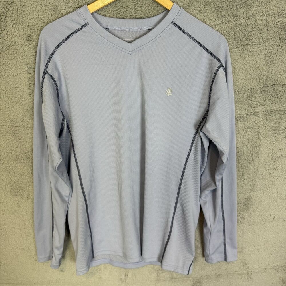 Coolibar Shirt Men’s M Blue Long Sleeve UPF 50+ Stretch‎